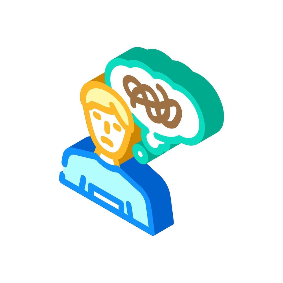 memory loss confusion disease symptom isometric icon illustration vector