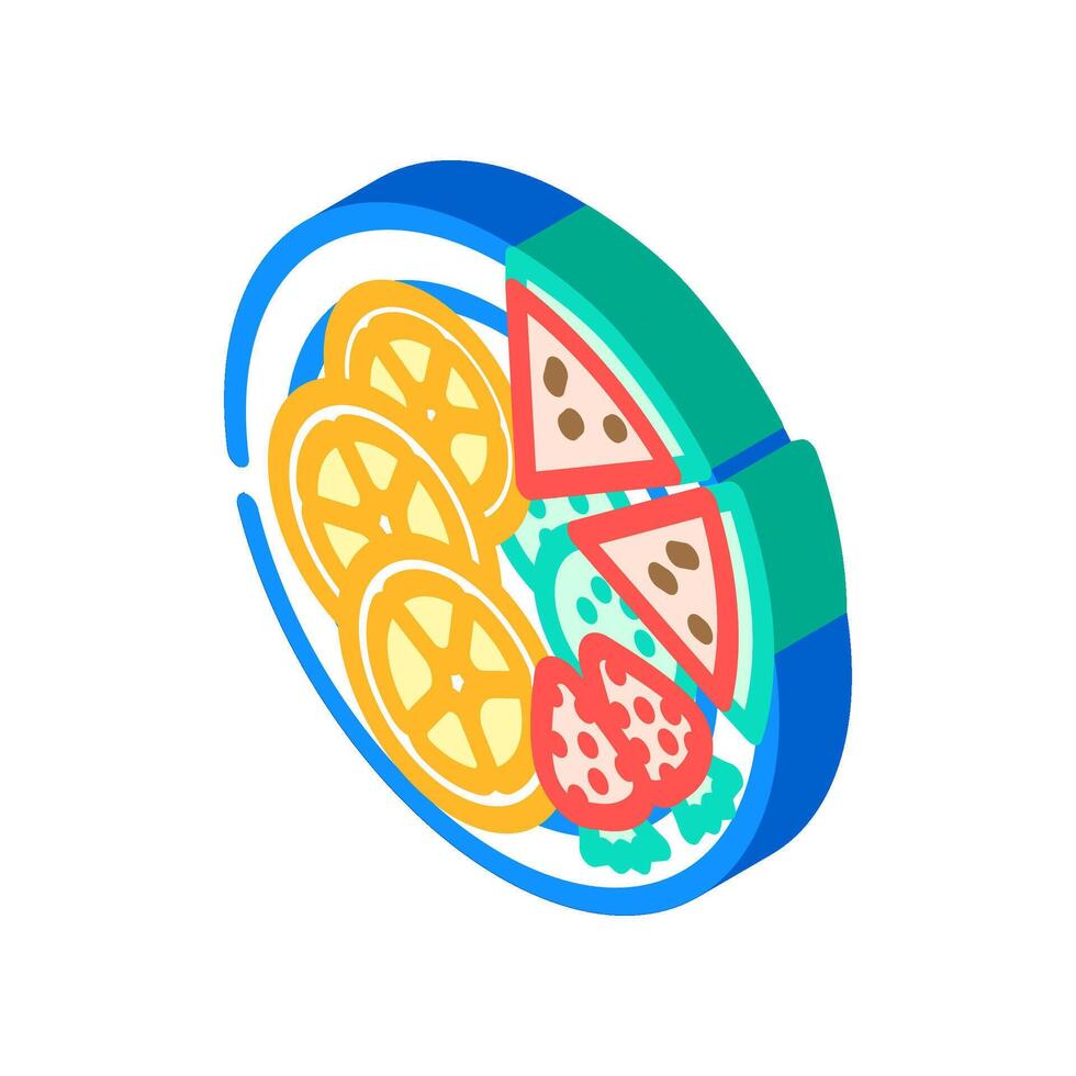 fruit platter raw foodist isometric icon illustration vector