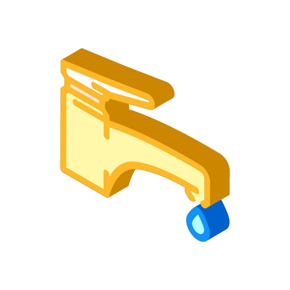 dripping faucet water saving isometric icon illustration vector