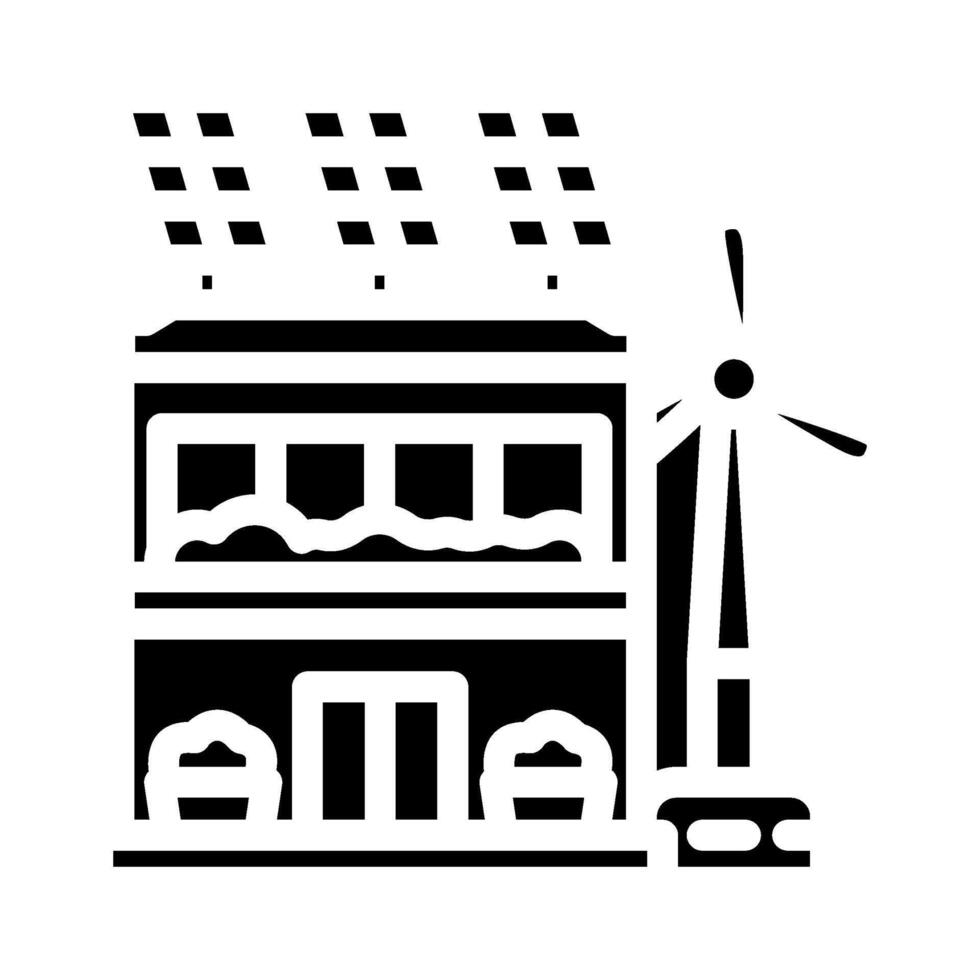 renewable energy integration green building glyph icon illustration vector
