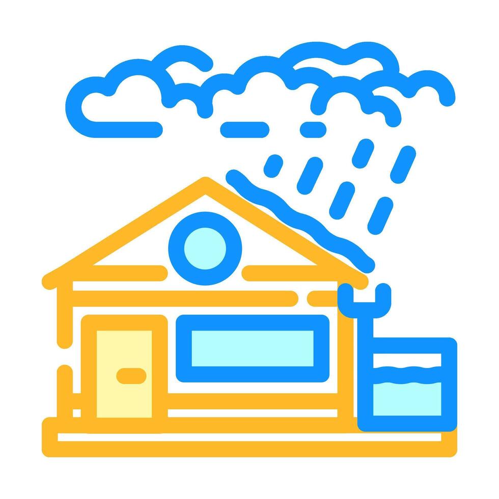 rainwater harvesting green building color icon illustration vector