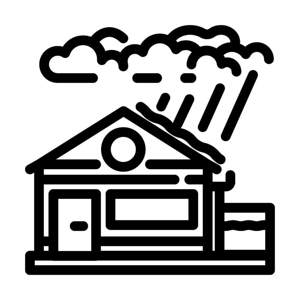 rainwater harvesting green building line icon illustration vector