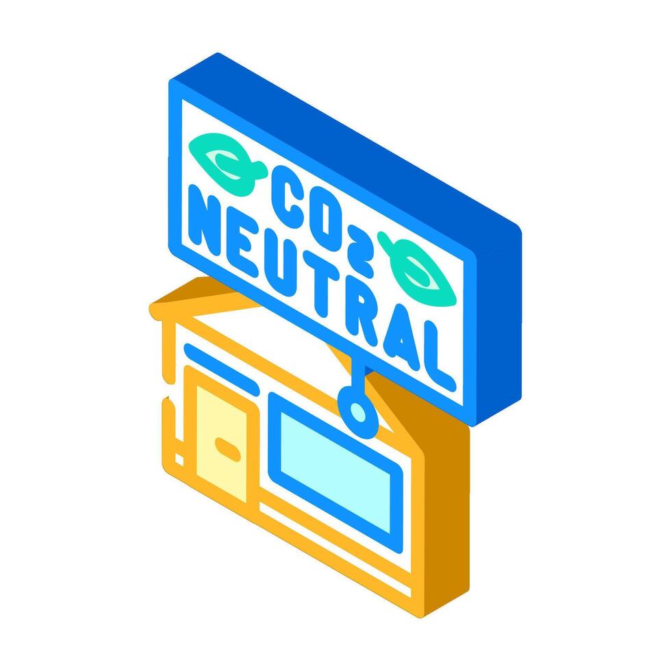 carbon neutral building green isometric icon illustration vector