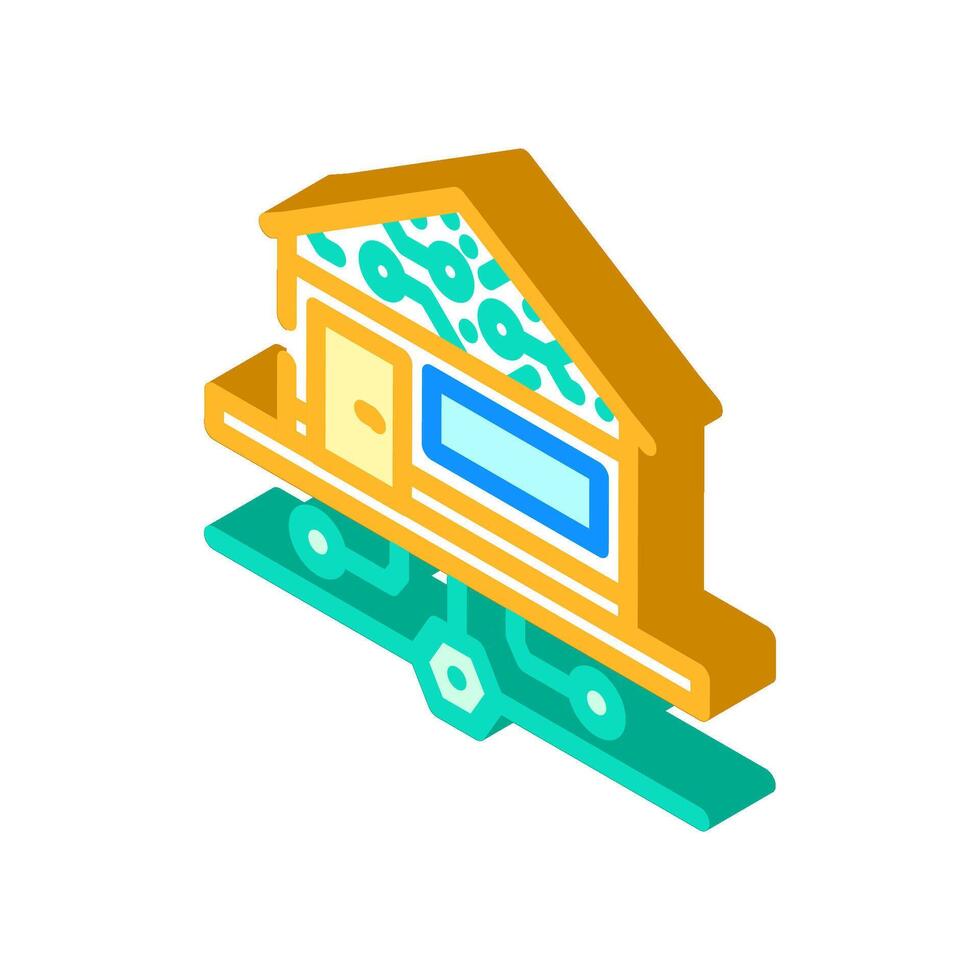 smart technology green building isometric icon illustration vector