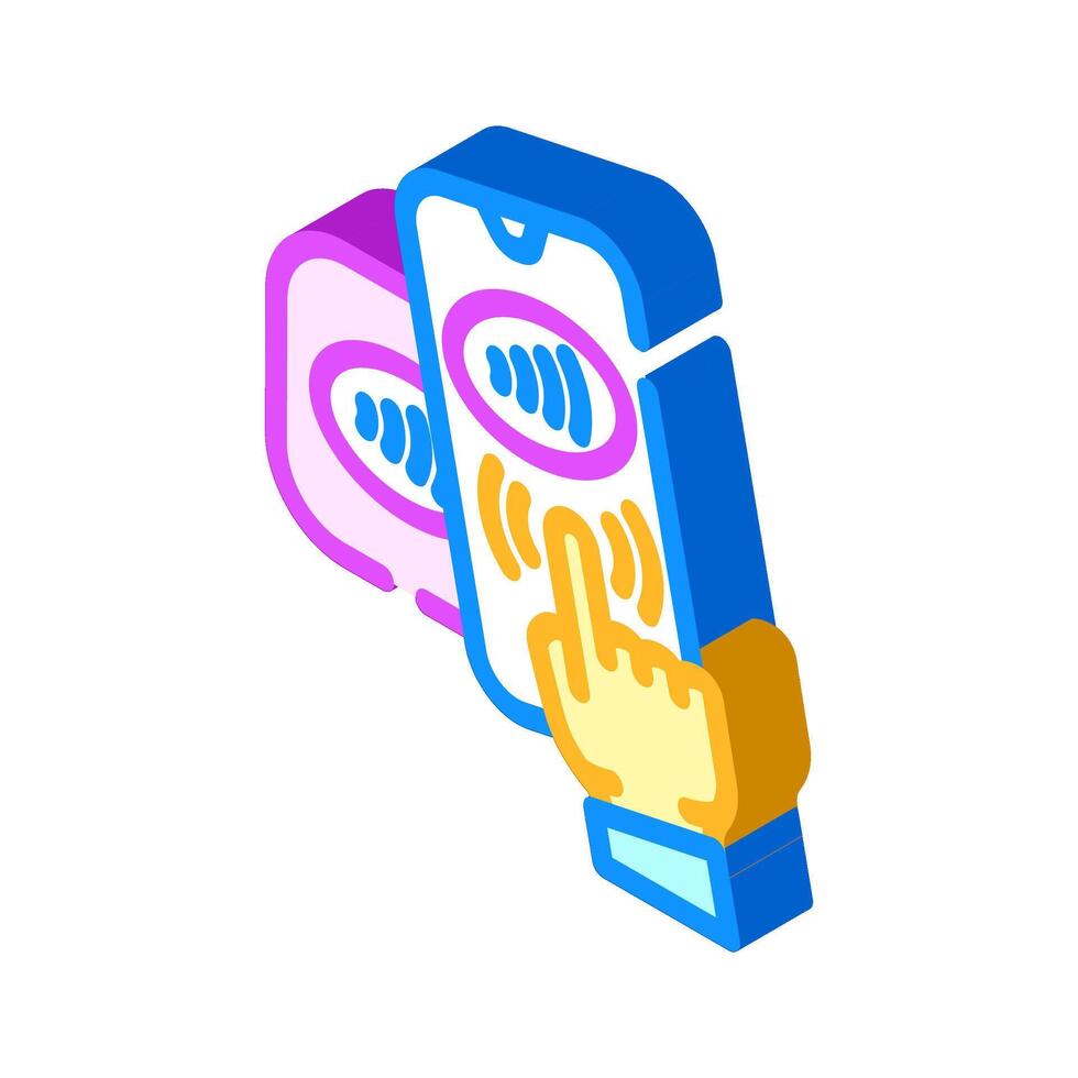 phone tapping object isometric icon illustration vector