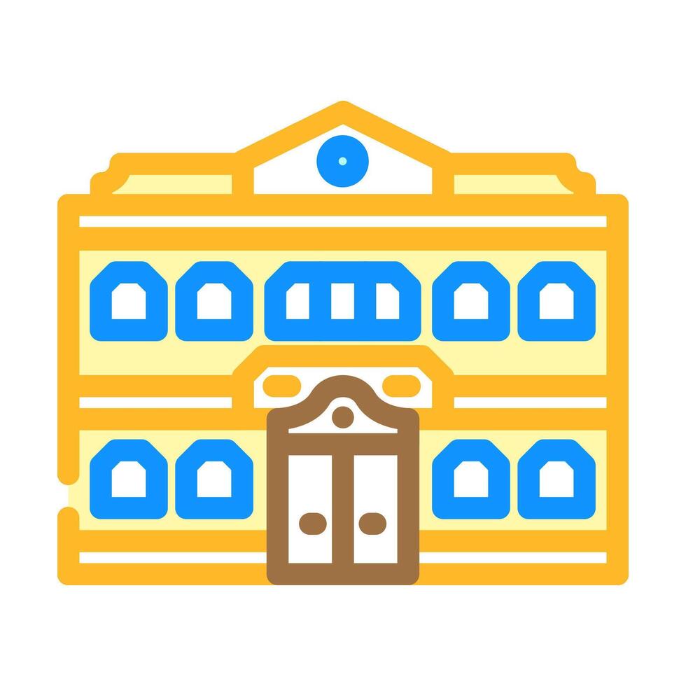 teacher school building color icon illustration vector