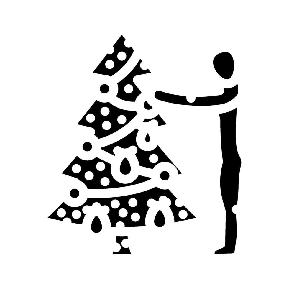 decorating the christmas tree glyph icon illustration vector