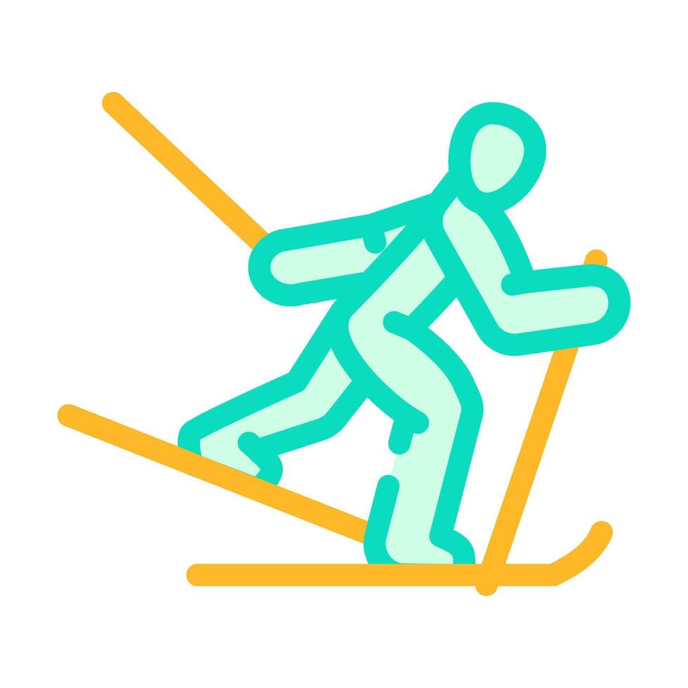 cross country skiing winter sport color icon illustration vector