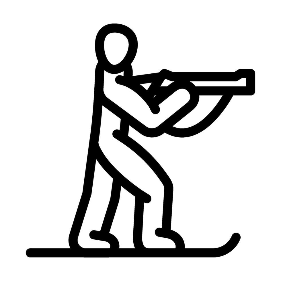 biathlon winter sport line icon illustration vector