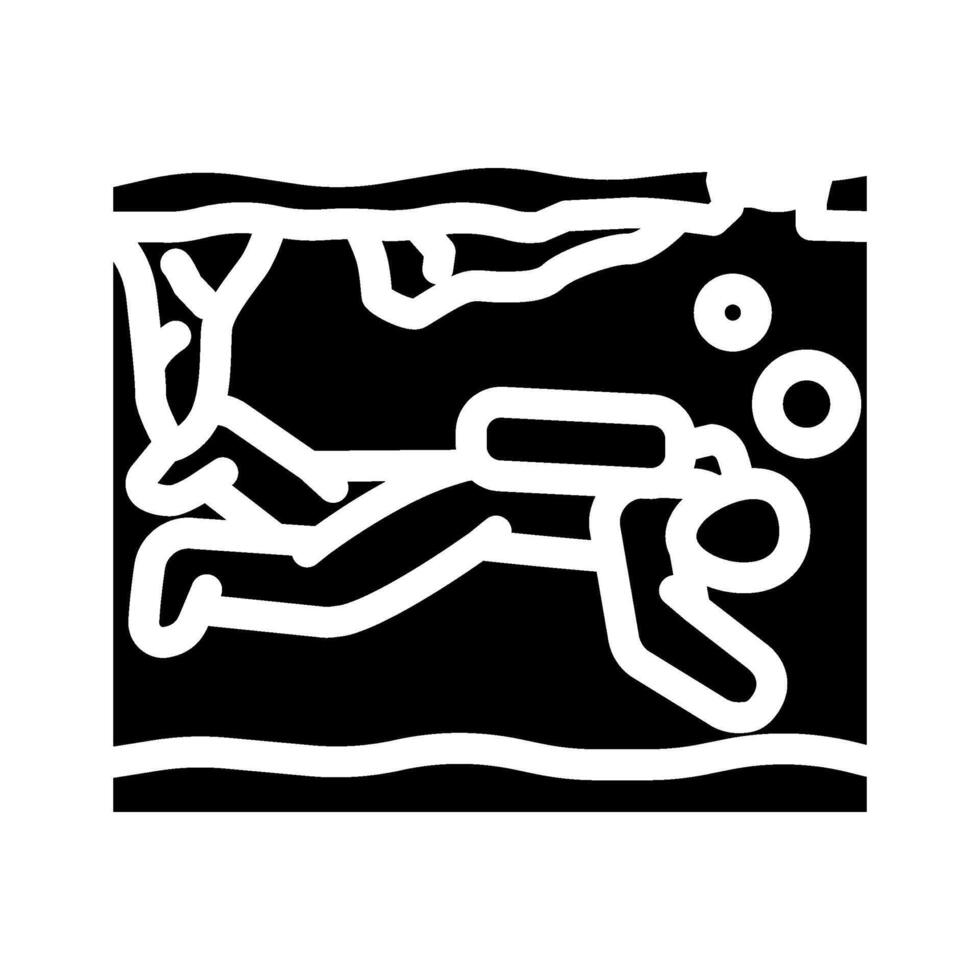 ice diving winter sport glyph icon illustration vector
