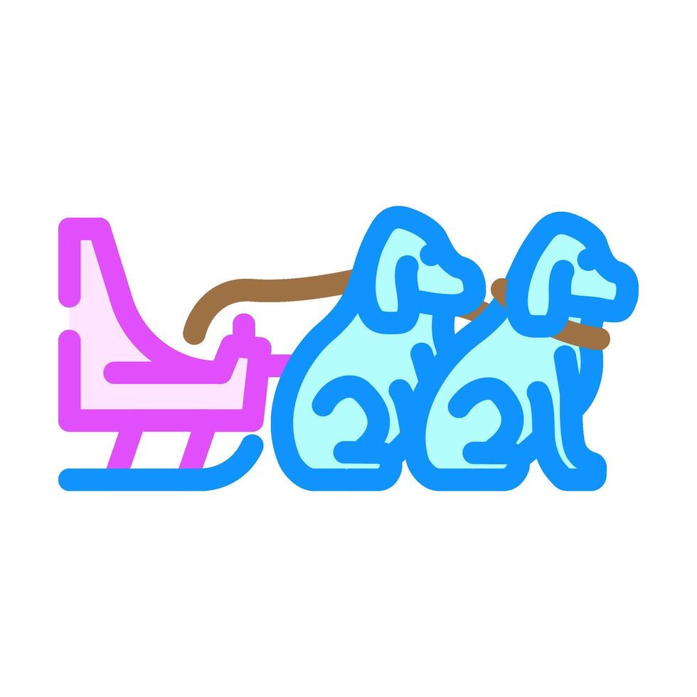 sled dog racing winter sport color icon illustration vector