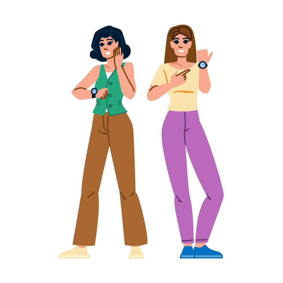 schedule checking time woman vector