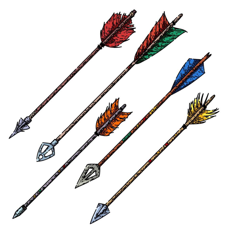 arrow set sketch hand drawn vector