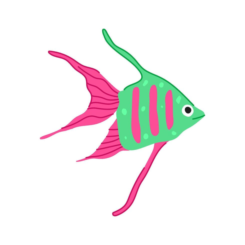 tetra exotic fish cartoon illustration vector