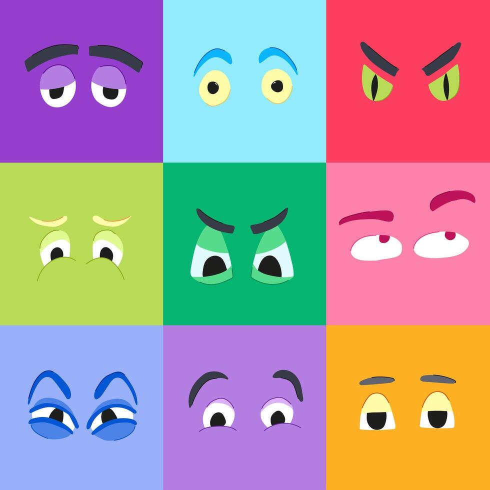 eye emotions set cartoon illustration vector