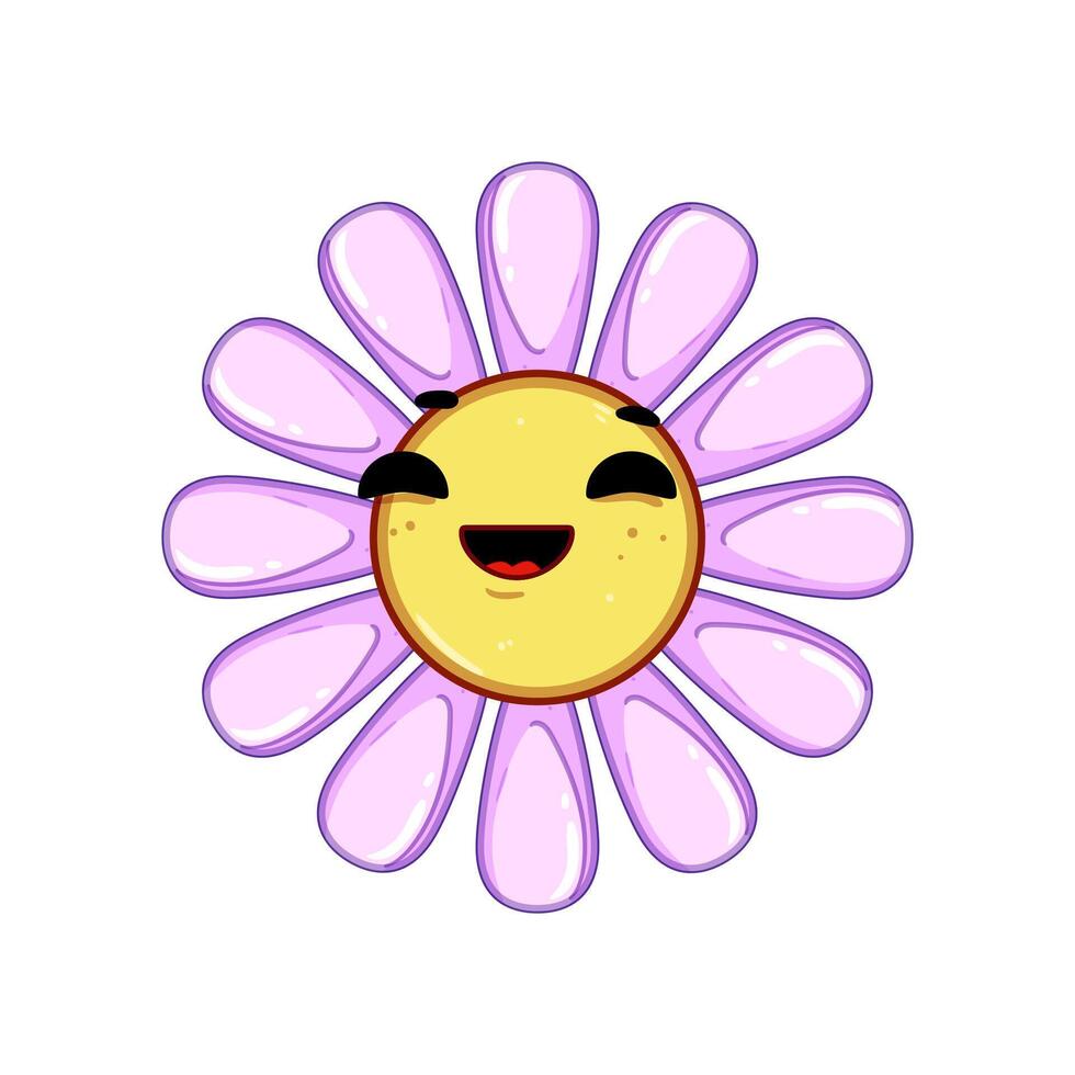 bloom flower face cartoon illustration vector