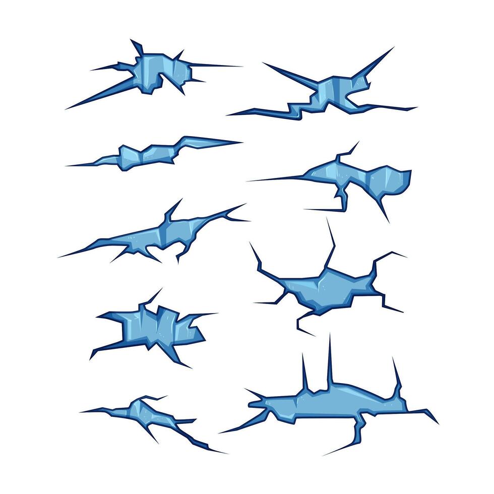 ice crack set cartoon illustration vector