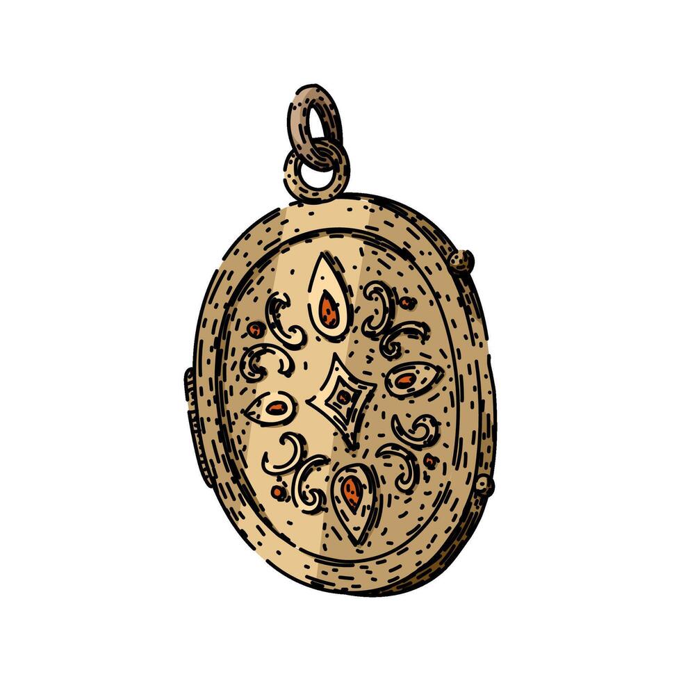 charm locket sketch hand drawn vector