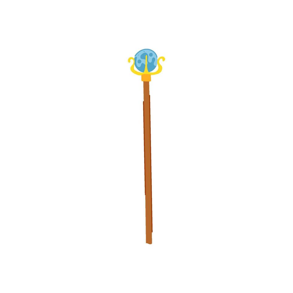 mystic magic wizard stick cartoon illustration vector