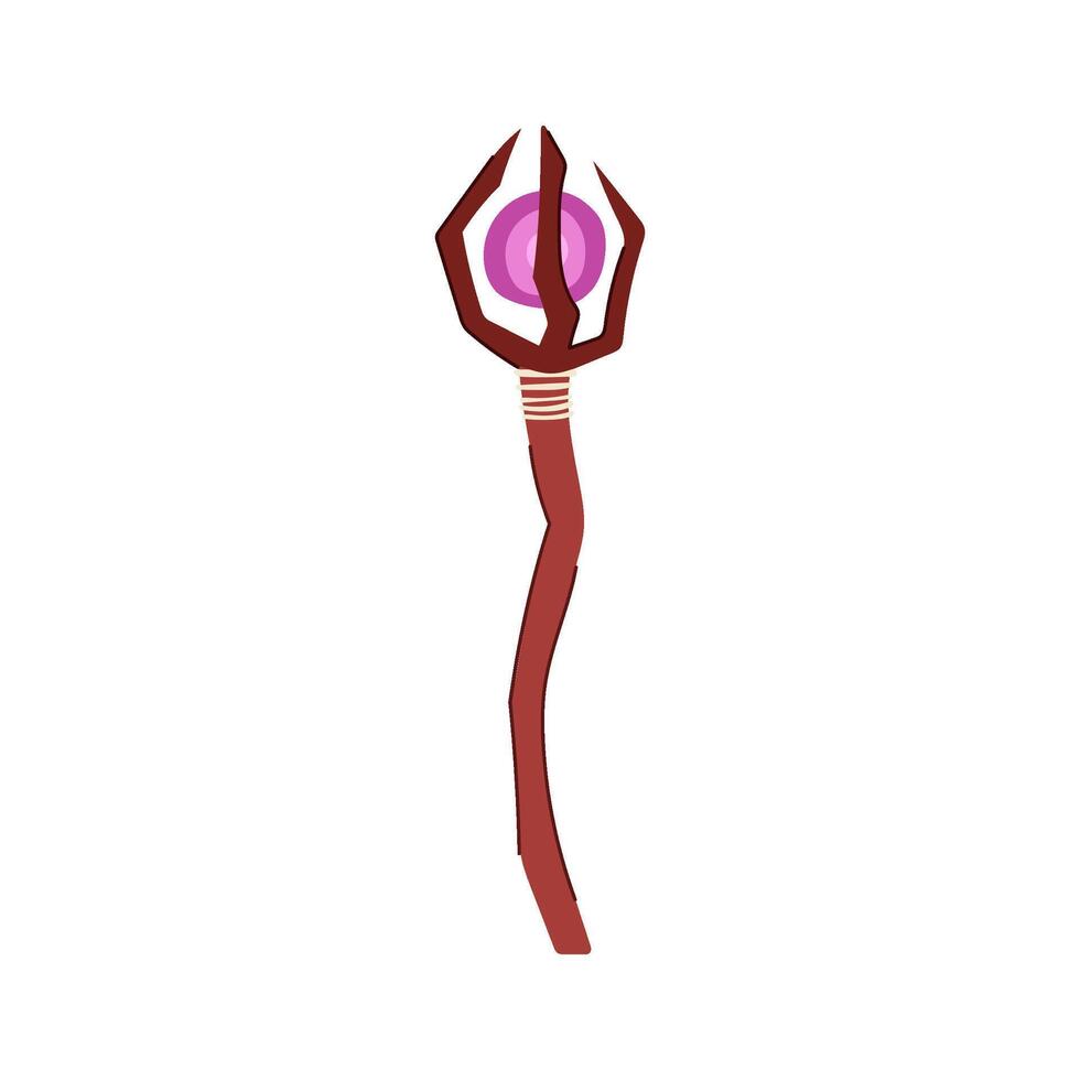 arcane magic wizard stick cartoon illustration vector