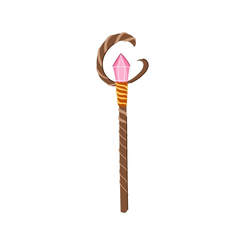 fantasy magic wizard stick cartoon illustration vector