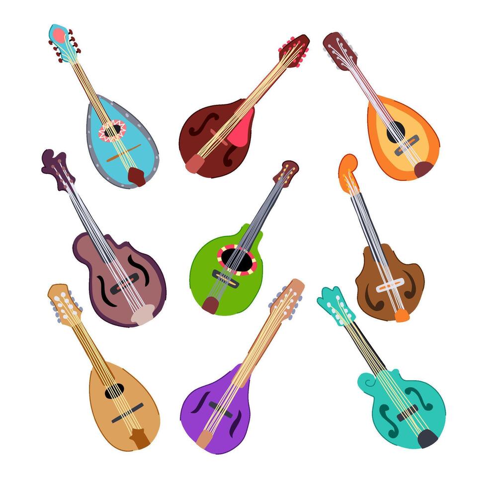 mandolin set cartoon illustration vector