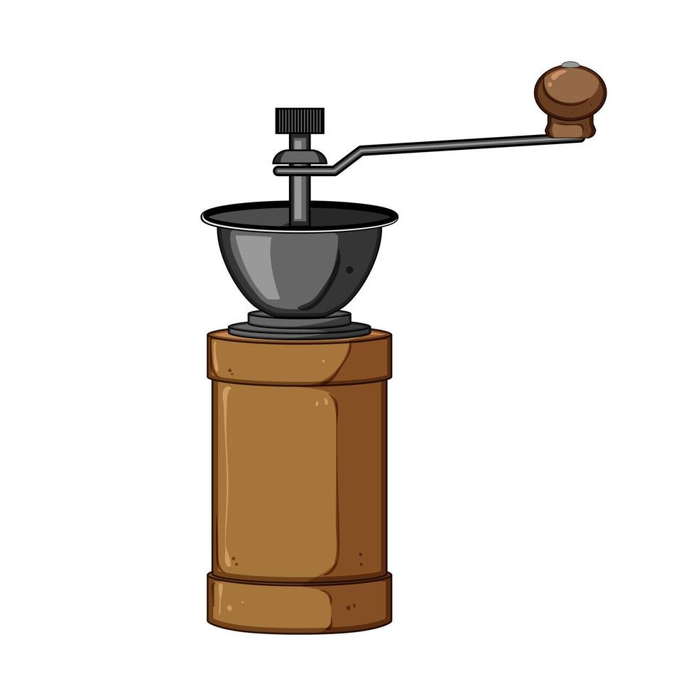 precision manual coffee grinder cartoon illustration vector