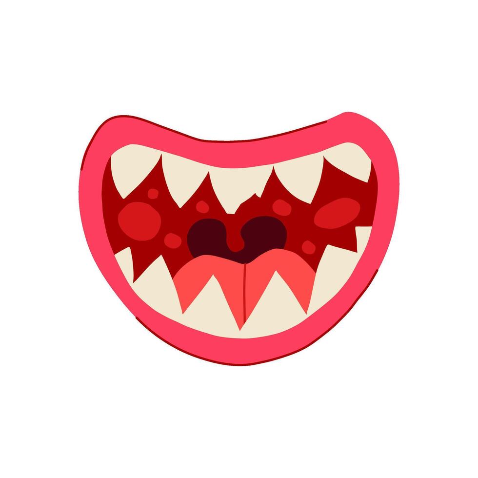 growl monster mouth cartoon illustration vector