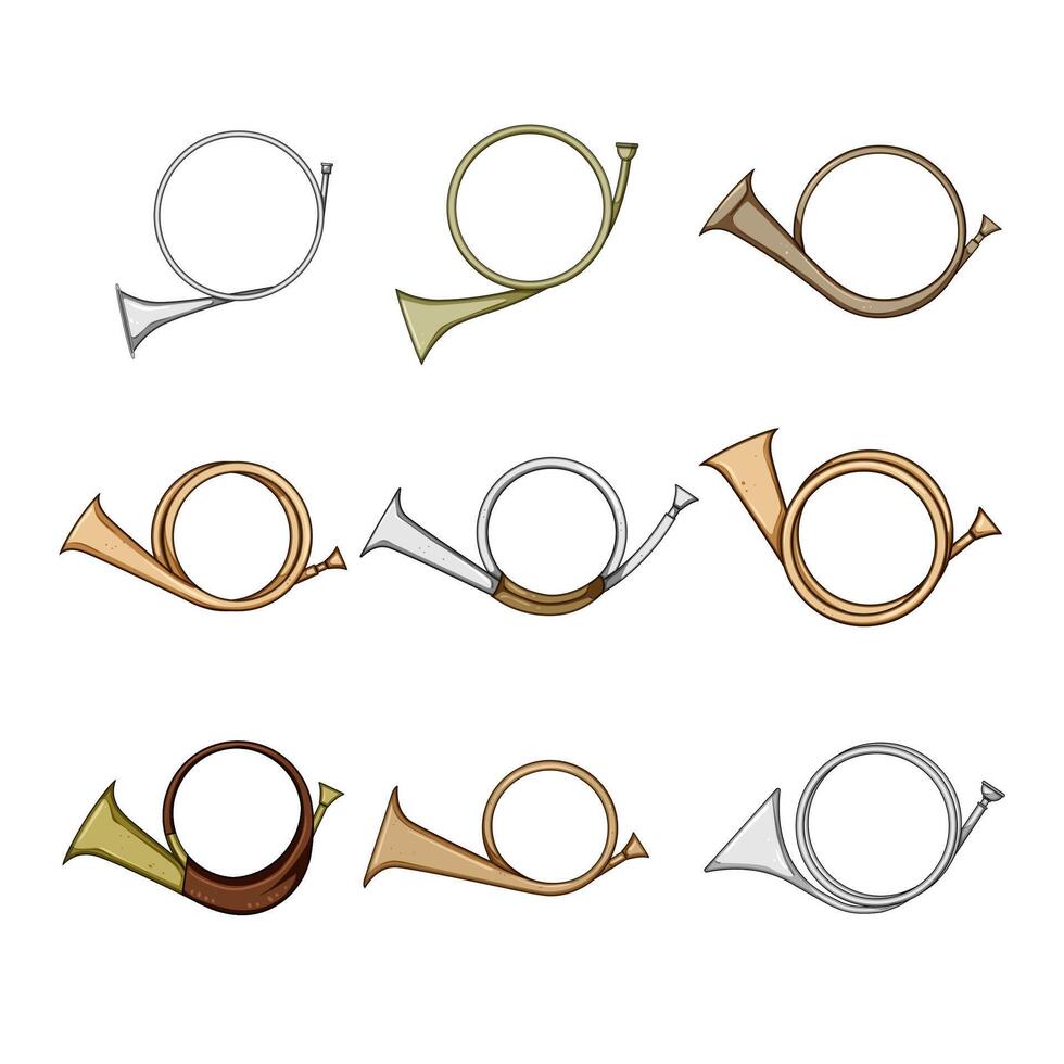 post horn set cartoon illustration vector