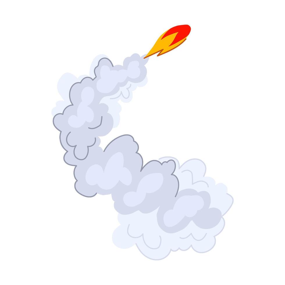 speed rocket smoke trail cartoon illustration vector