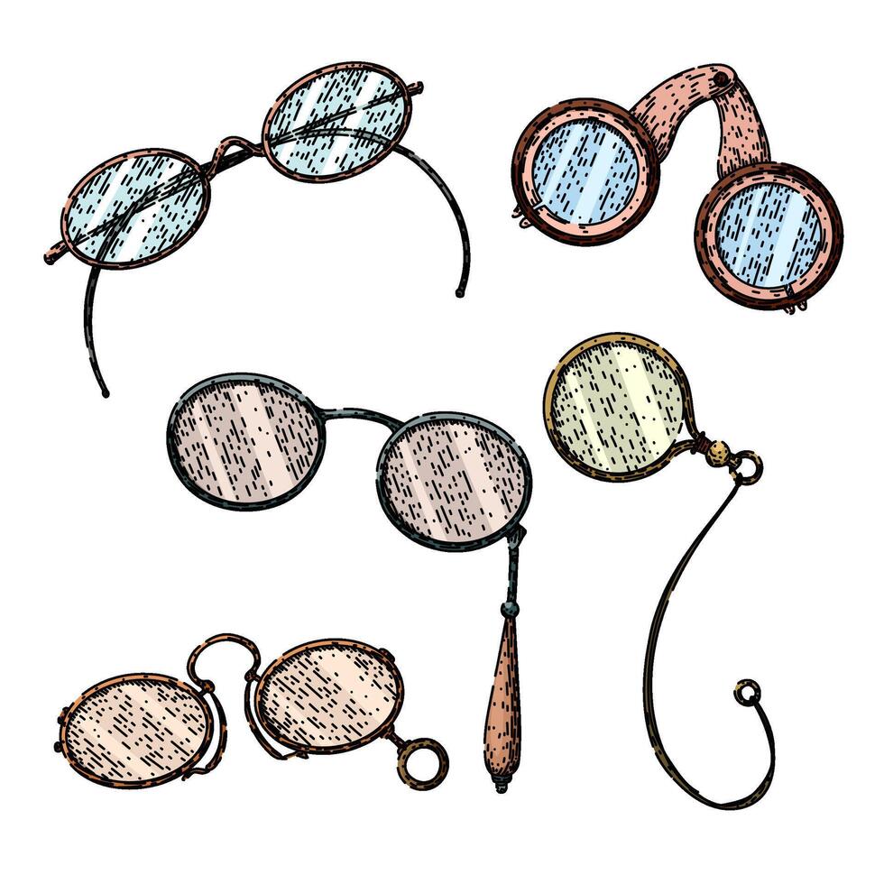 spectacles set sketch hand drawn vector