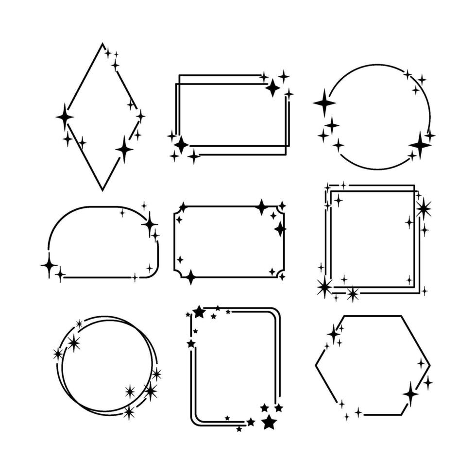 starry frame set cartoon illustration vector