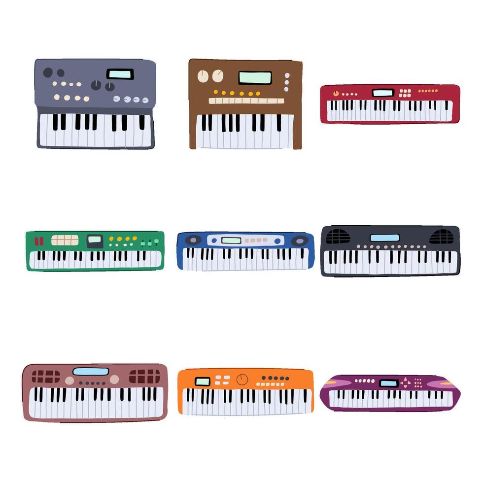 synthesizer set cartoon illustration vector