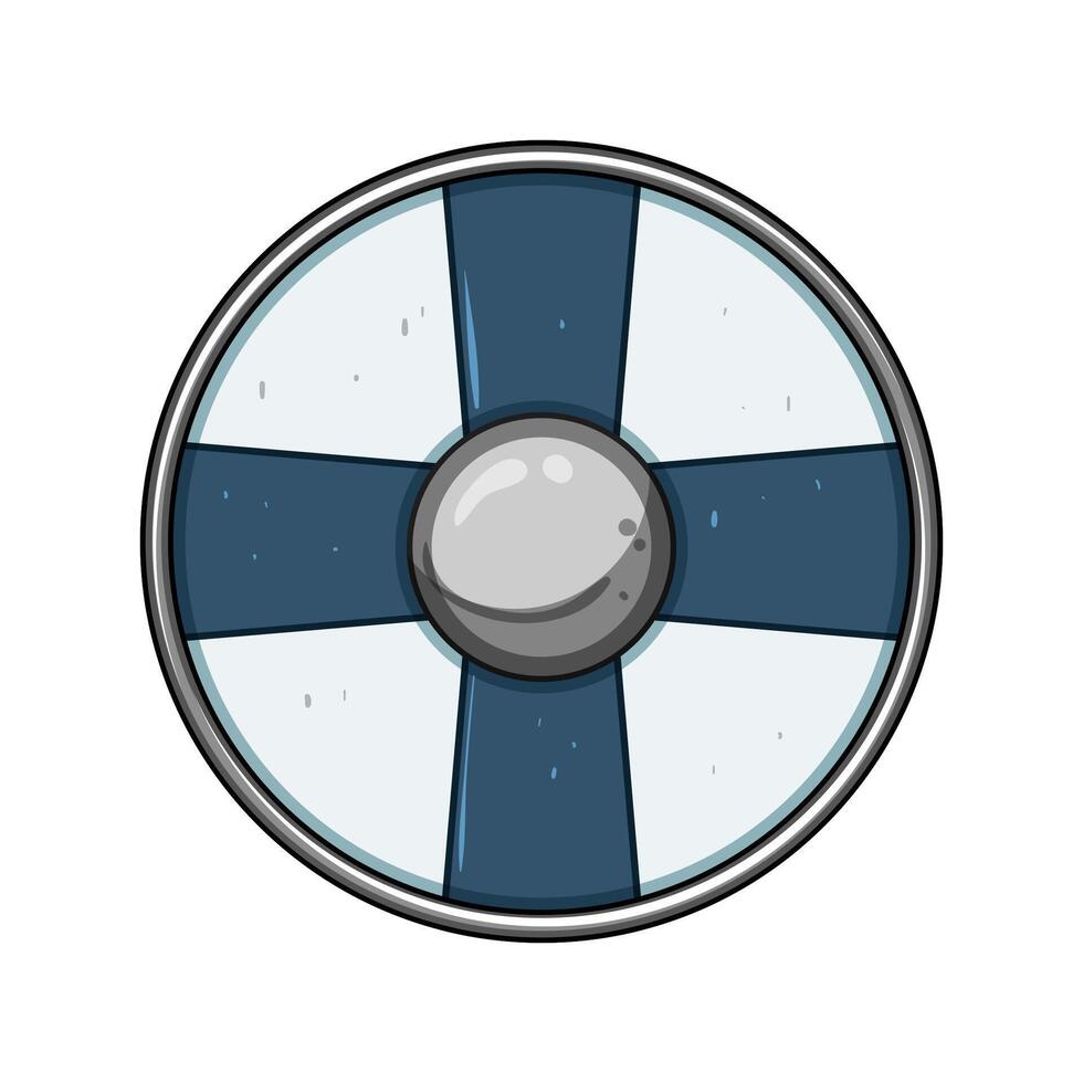 round viking shield cartoon illustration vector
