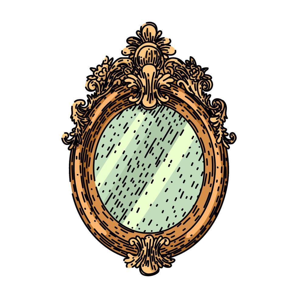 retro vintage mirror sketch hand drawn vector
