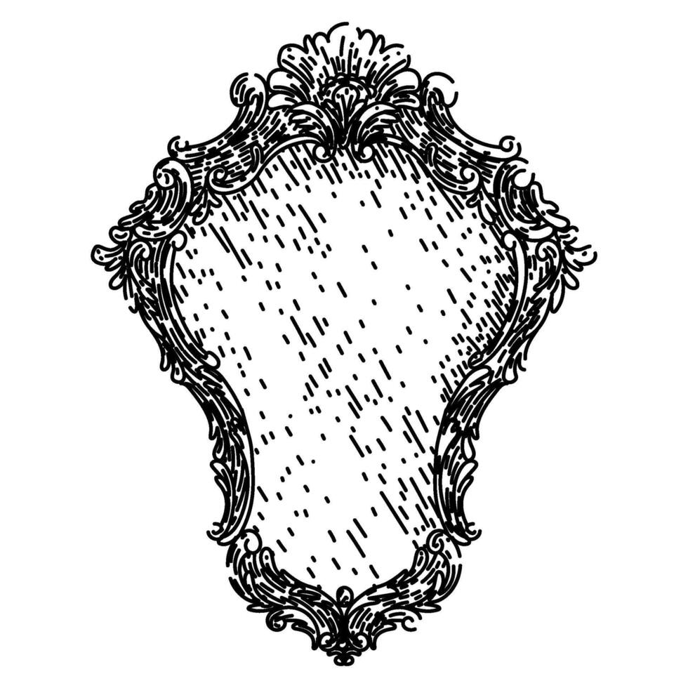 ornate vintage mirror sketch hand drawn vector