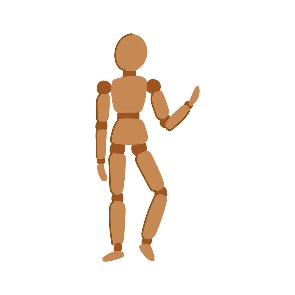 figure wood man model cartoon illustration vector