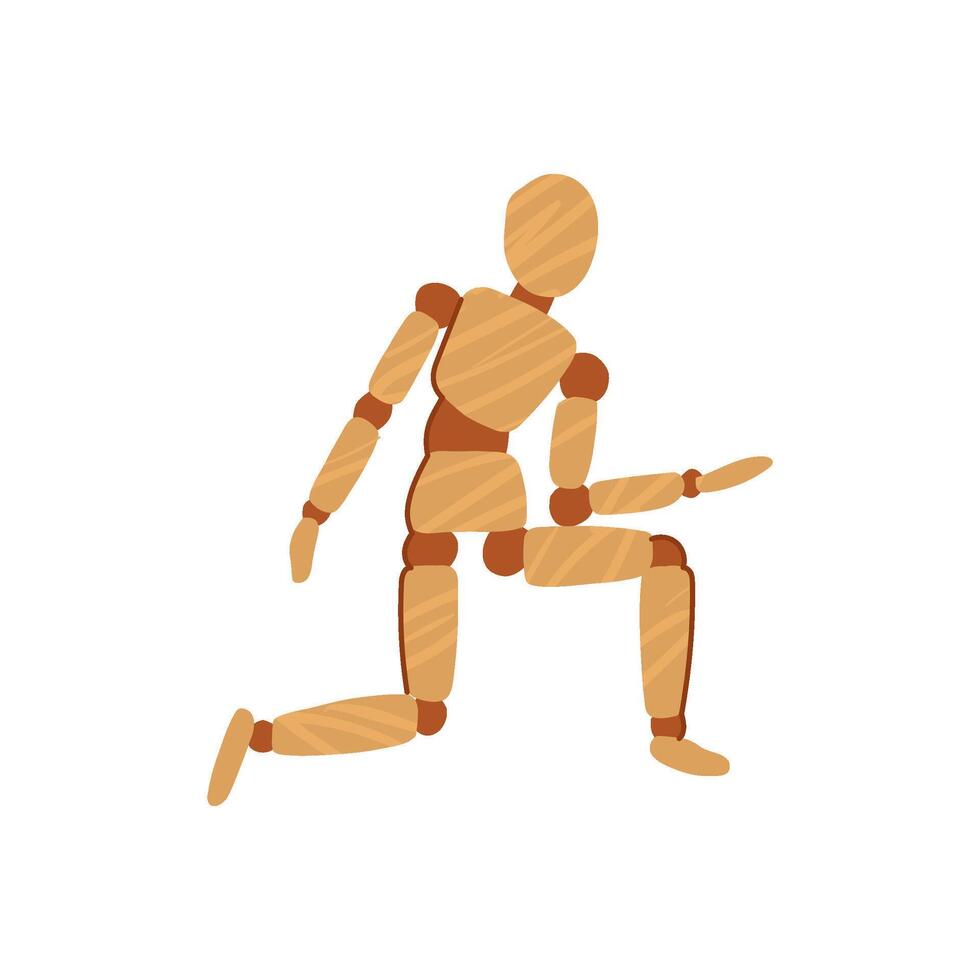creation wood man model cartoon illustration vector