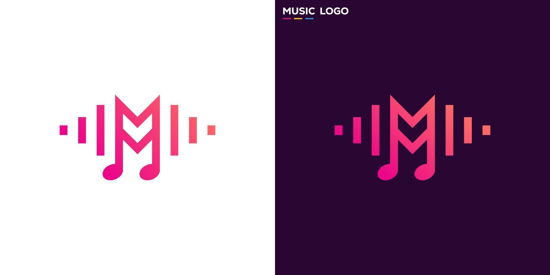 Simple music logo. Wave, tone, instrument. Icon symbol template design. vector