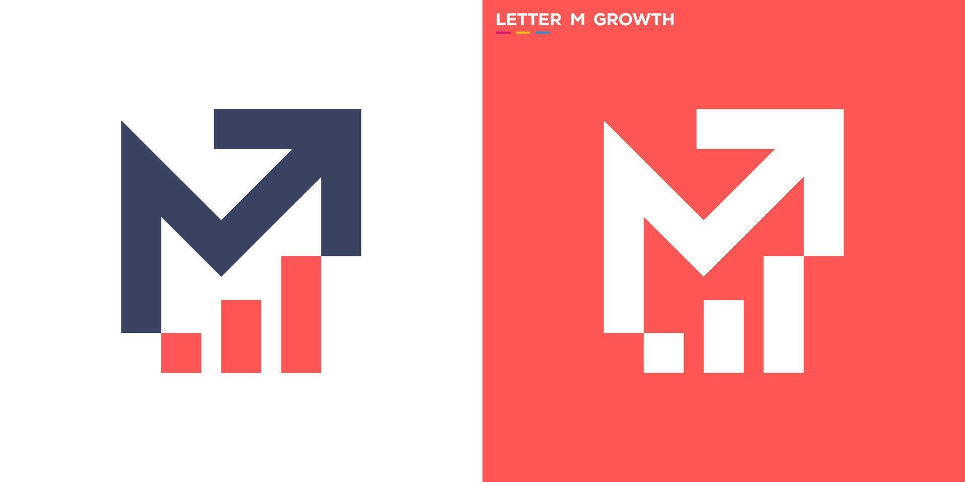 Growth logo. Letter M, arrow, marketing. Icon symbol template design EPS 10 vector
