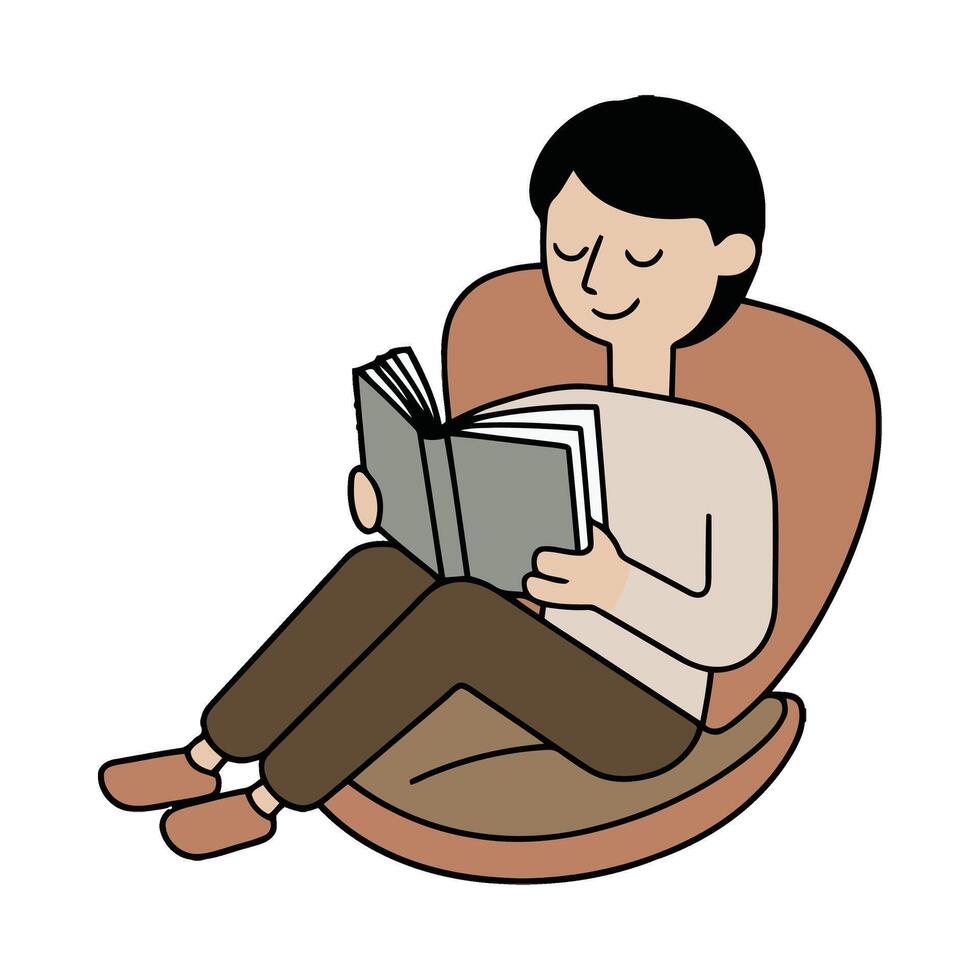 A man sitting on a chair reading a book vector