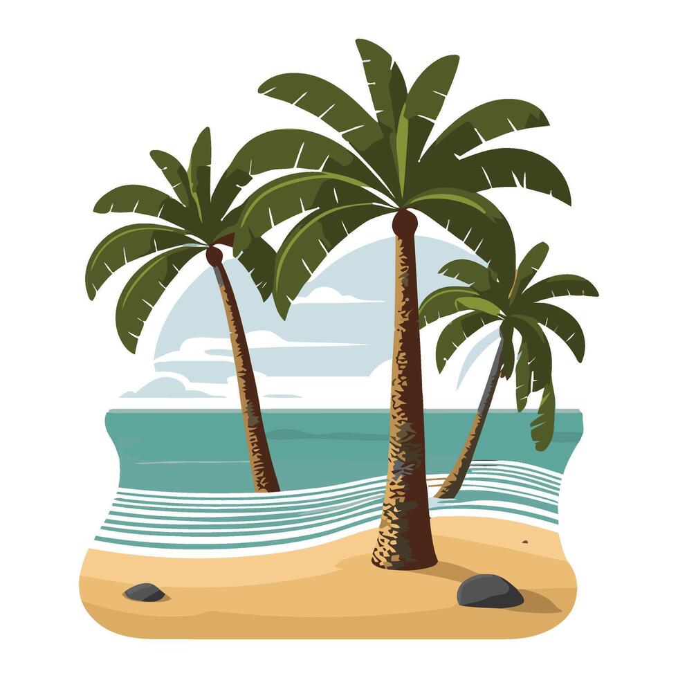 Tropical palm trees on the beach illustration vector