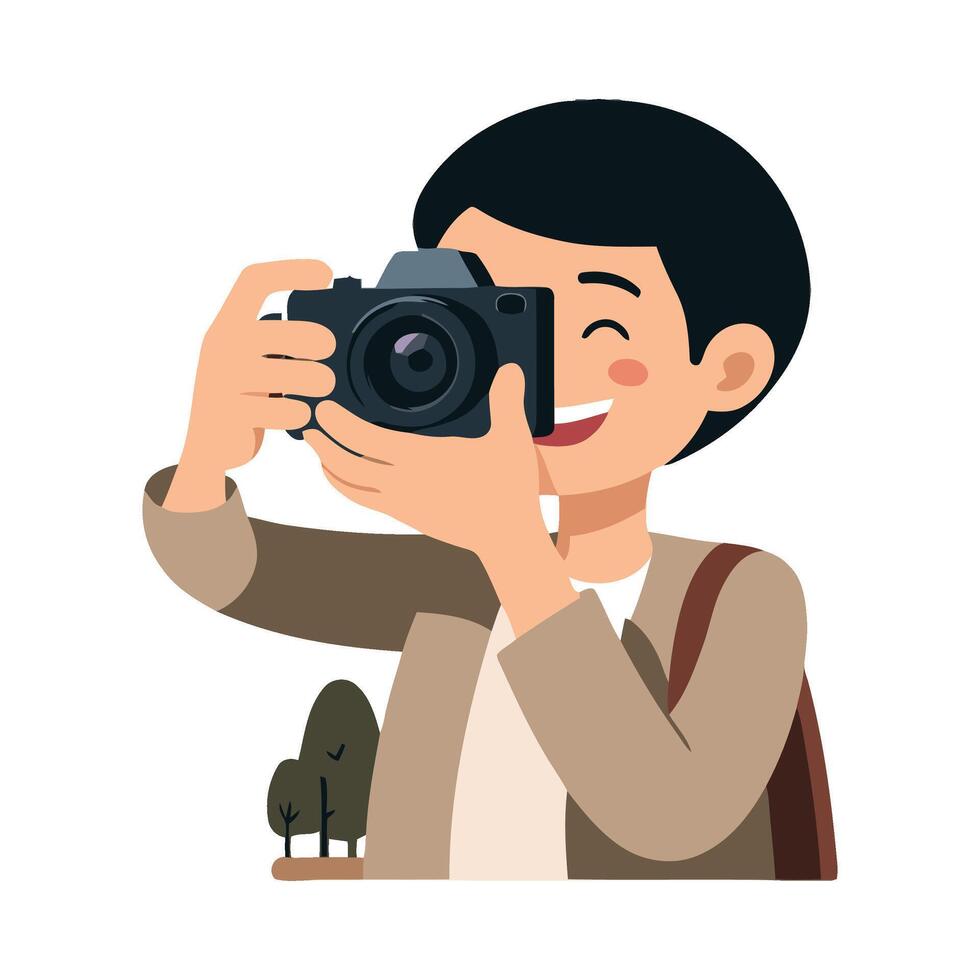 A man taking a photo with a camera vector
