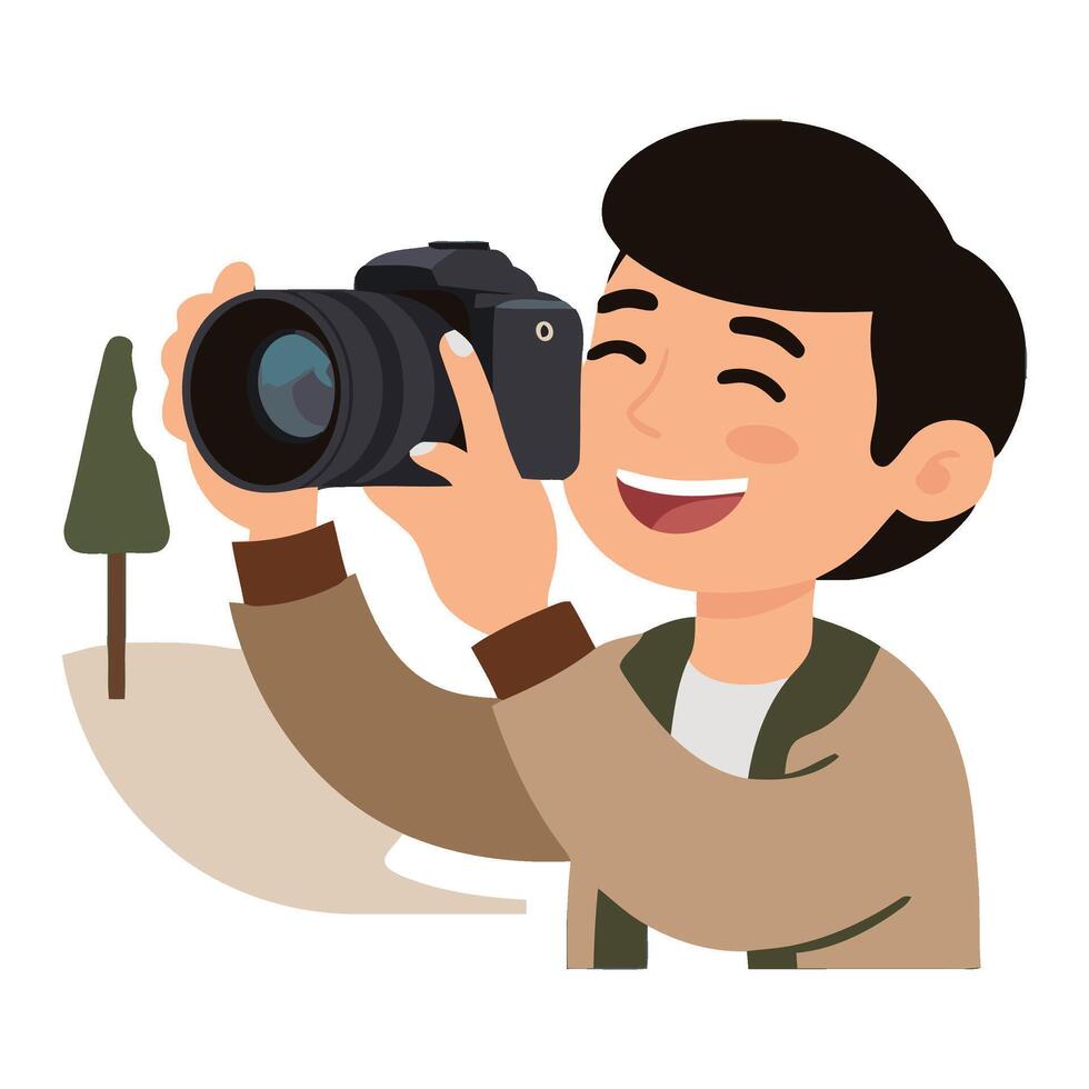 A man taking a photo with a camera vector