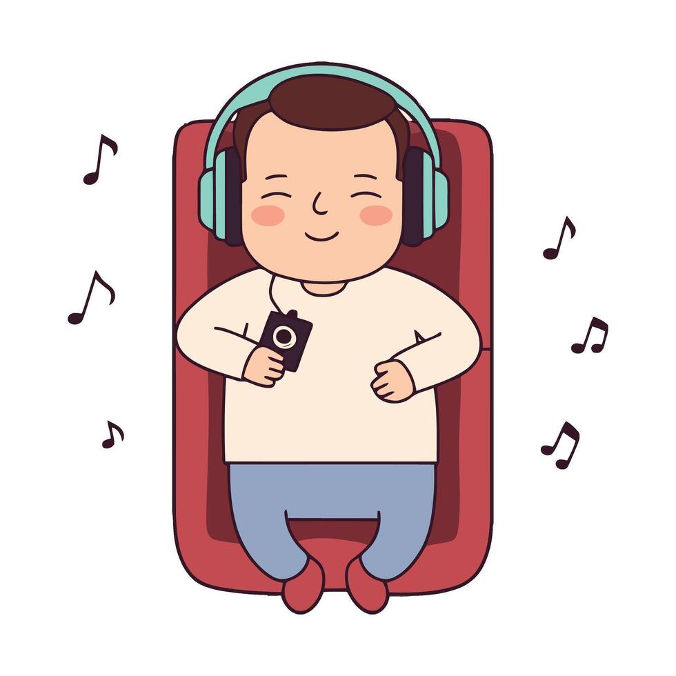A man is listening to music with headphones vector