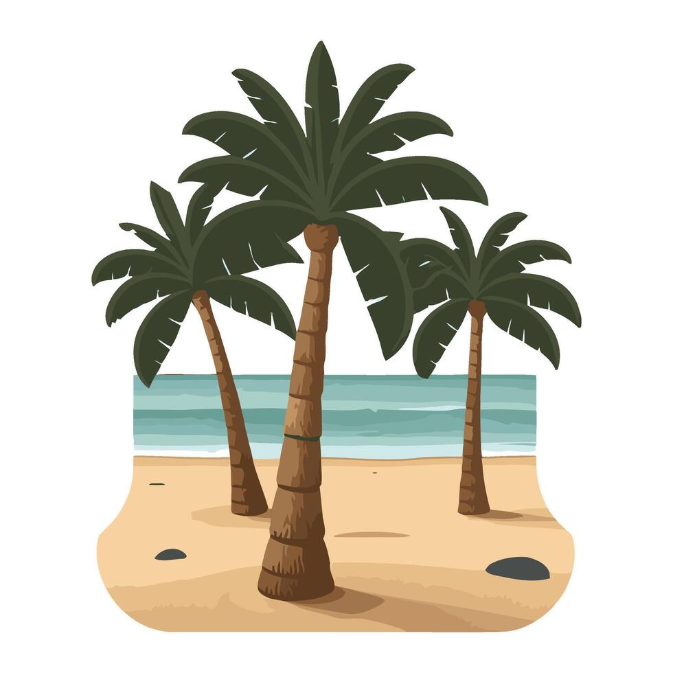 Tropical palm trees on the beach illustration vector
