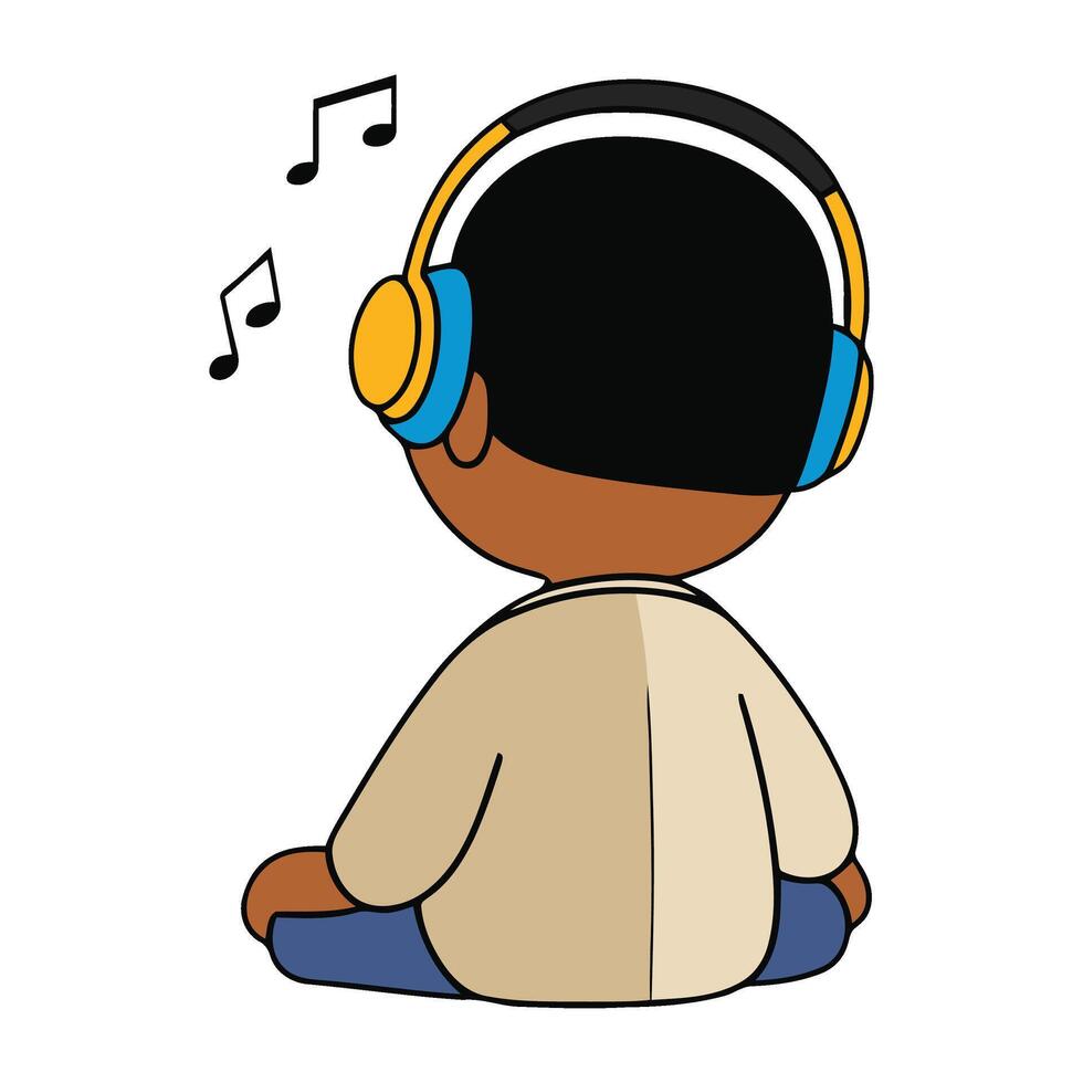 An illustration of a boy with headphones vector