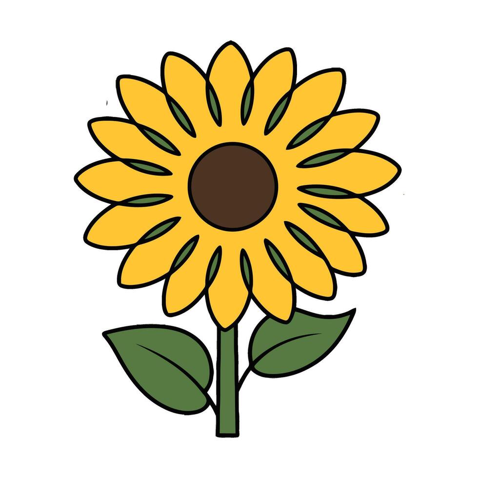 Sunflower clipart cartoon 2d vector