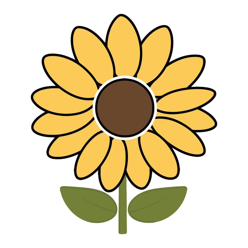 A sunflower with leaves and a stem vector