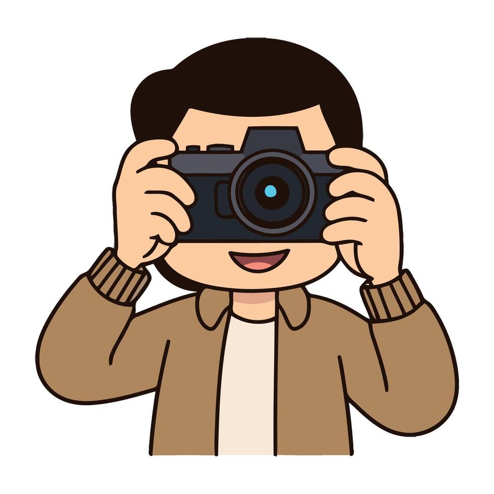 A man taking a photo with a camera vector